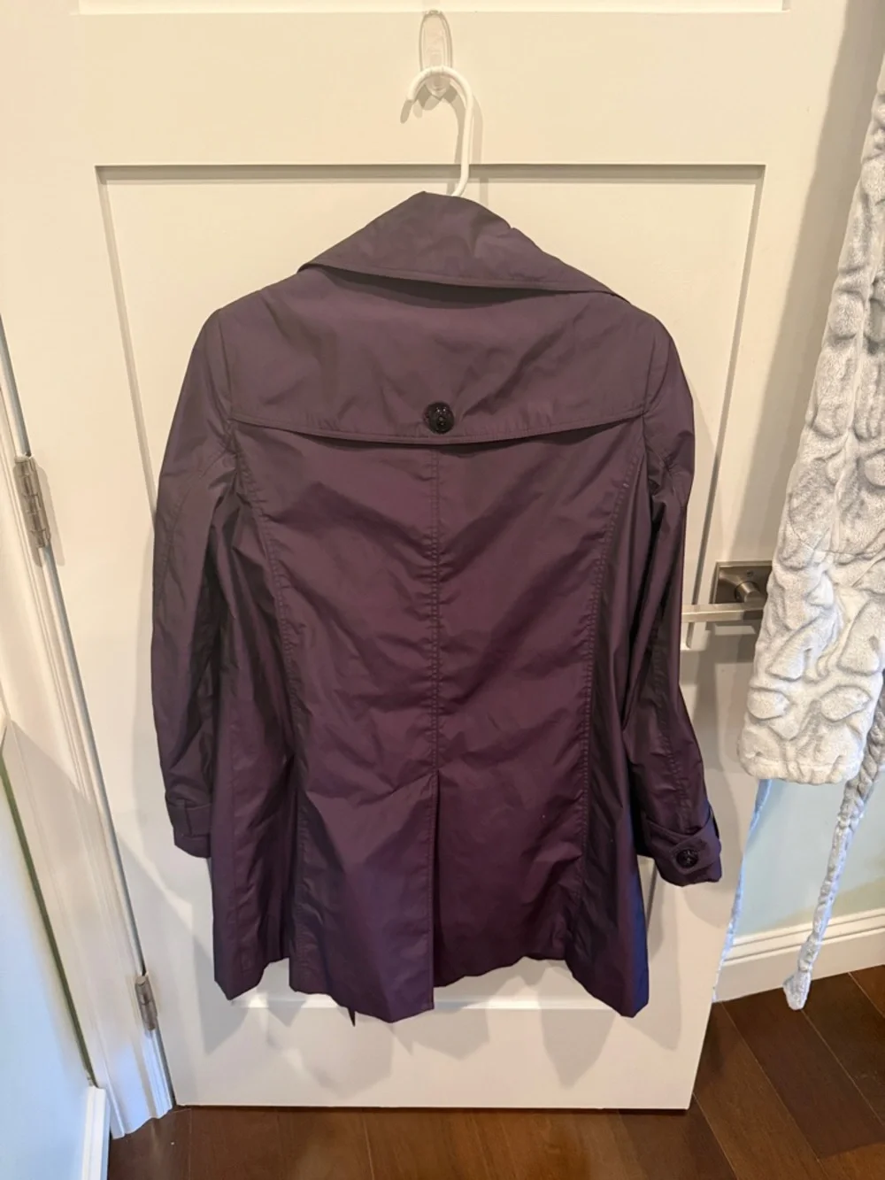 Burberry Purple Trench Coat with Plaid Lining - Picture 6 of 10